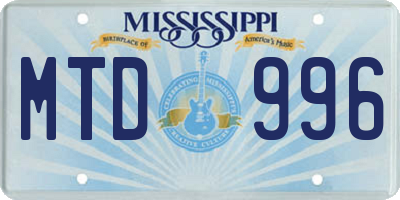 MS license plate MTD996