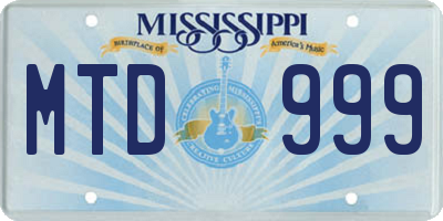 MS license plate MTD999