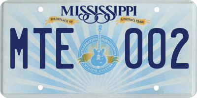 MS license plate MTE002