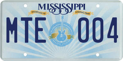 MS license plate MTE004