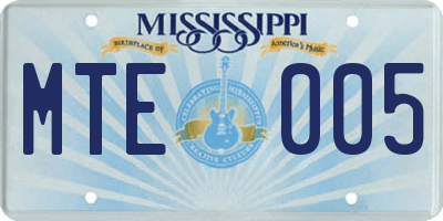 MS license plate MTE005