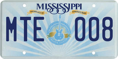MS license plate MTE008