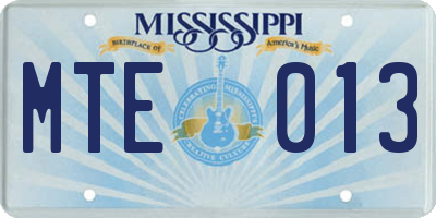 MS license plate MTE013