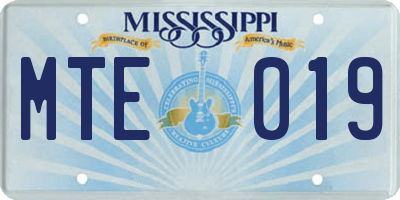 MS license plate MTE019
