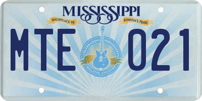 MS license plate MTE021