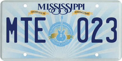 MS license plate MTE023