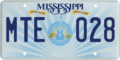 MS license plate MTE028