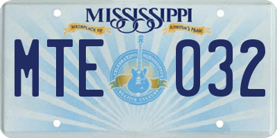 MS license plate MTE032