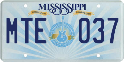 MS license plate MTE037