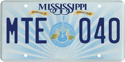 MS license plate MTE040