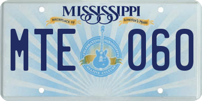 MS license plate MTE060