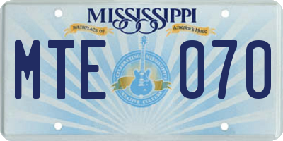 MS license plate MTE070