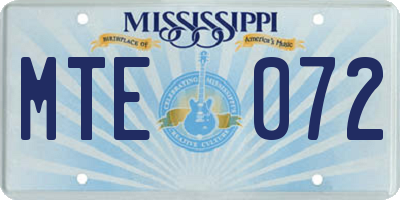 MS license plate MTE072