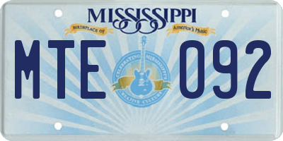 MS license plate MTE092