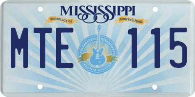 MS license plate MTE115