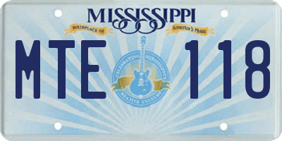 MS license plate MTE118