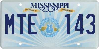 MS license plate MTE143