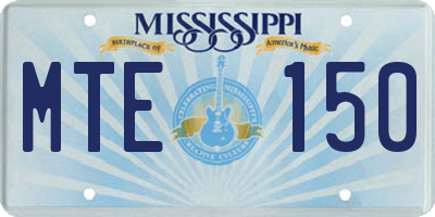 MS license plate MTE150