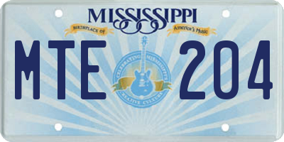 MS license plate MTE204