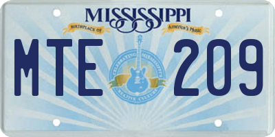 MS license plate MTE209