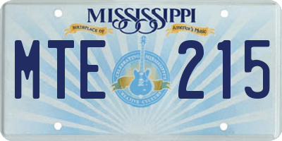 MS license plate MTE215