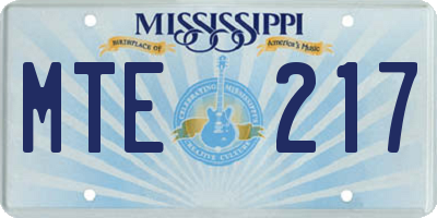 MS license plate MTE217
