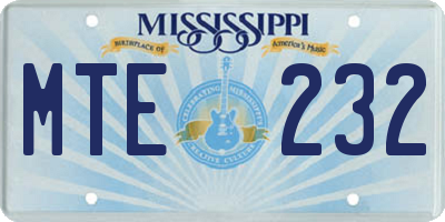 MS license plate MTE232