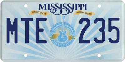 MS license plate MTE235