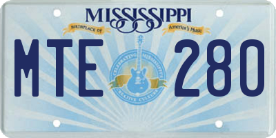 MS license plate MTE280