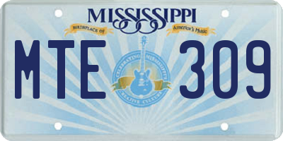 MS license plate MTE309