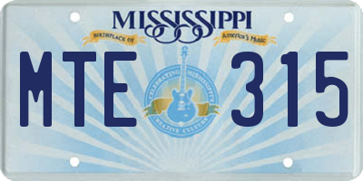 MS license plate MTE315