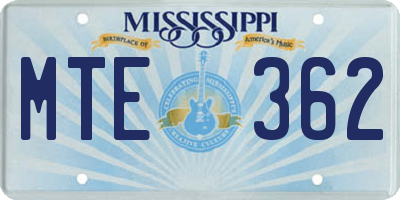MS license plate MTE362