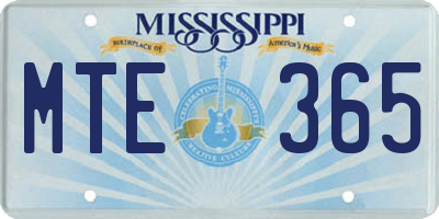 MS license plate MTE365