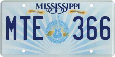MS license plate MTE366