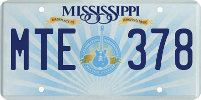 MS license plate MTE378