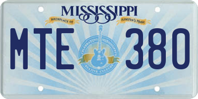 MS license plate MTE380