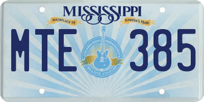 MS license plate MTE385