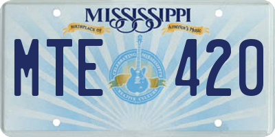 MS license plate MTE420
