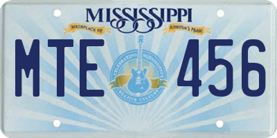 MS license plate MTE456