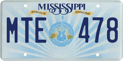 MS license plate MTE478