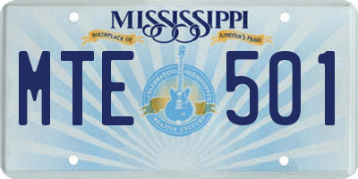 MS license plate MTE501