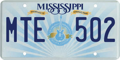 MS license plate MTE502
