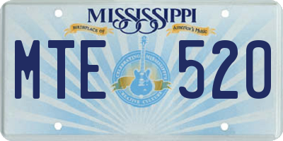 MS license plate MTE520