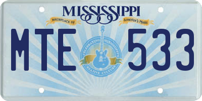 MS license plate MTE533