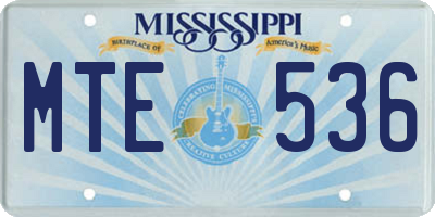MS license plate MTE536