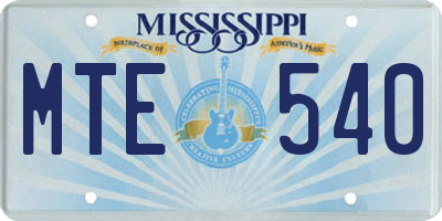 MS license plate MTE540