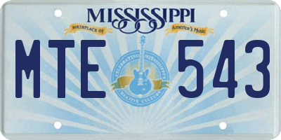MS license plate MTE543