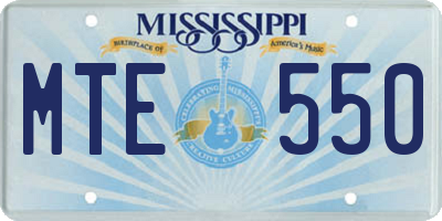 MS license plate MTE550