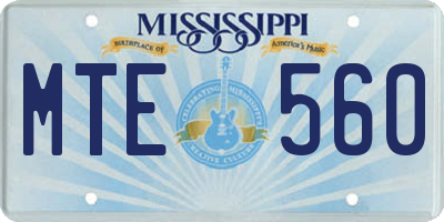 MS license plate MTE560