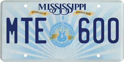 MS license plate MTE600